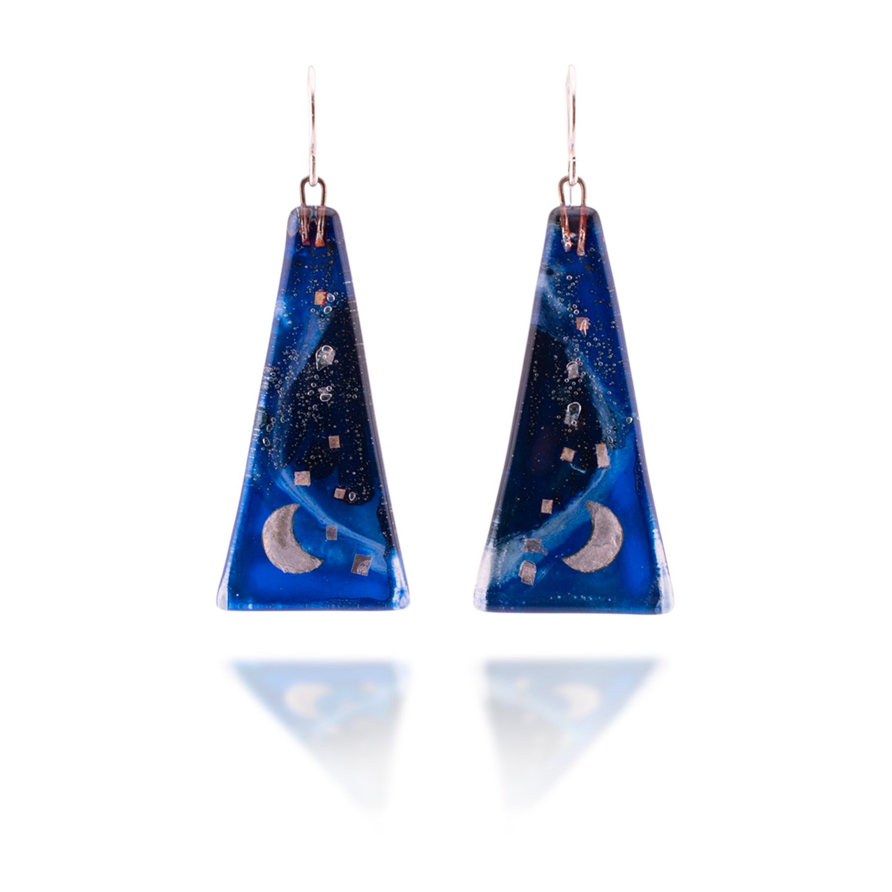 Blue Moon Triangle Earrings