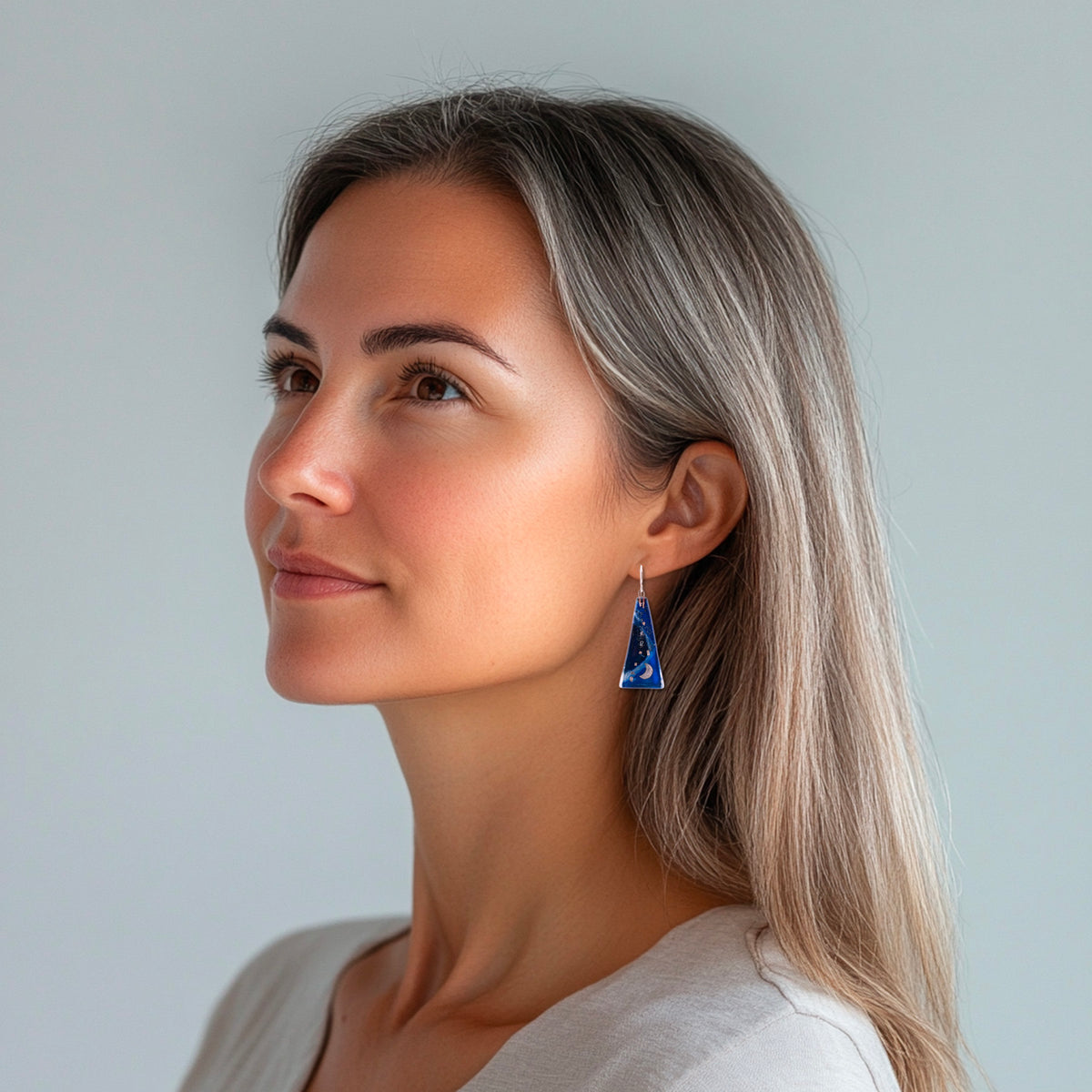 Blue Moon Triangle Earrings