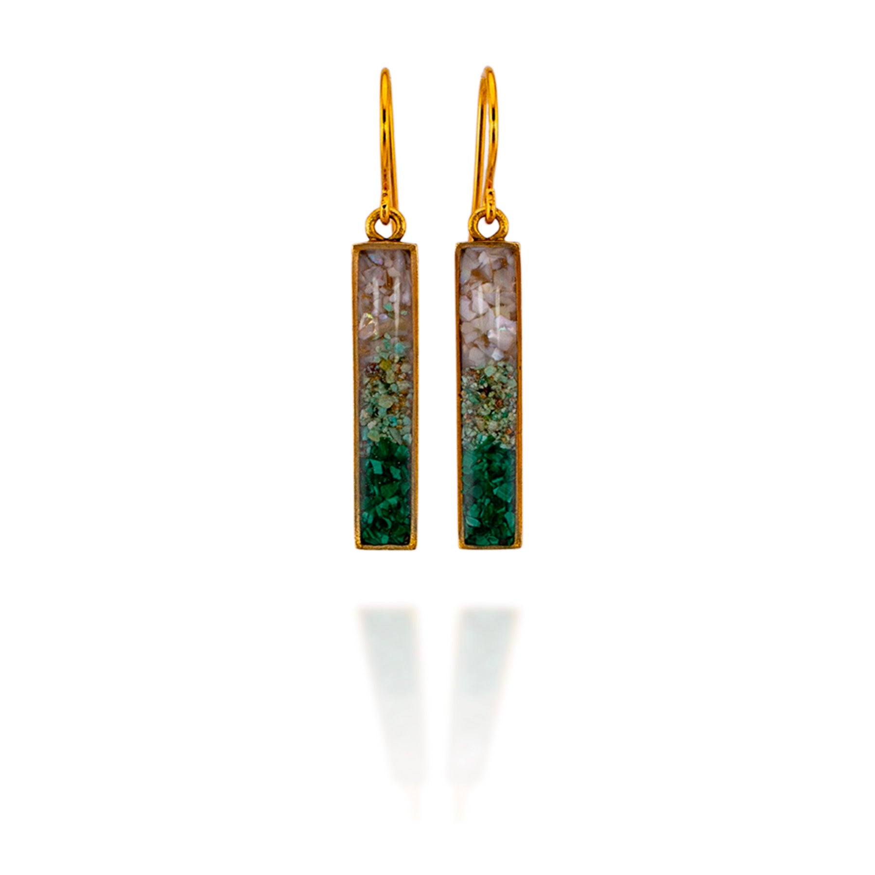 Colorblock Gradient Gemstone Earrings (Greens)