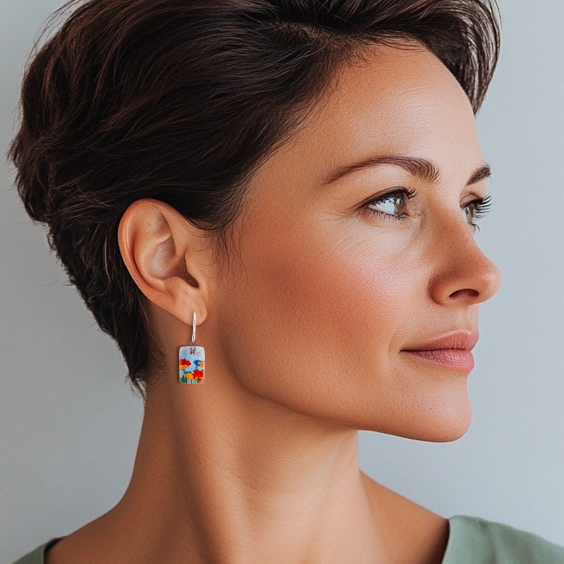 Stream Flowers Rectangle Earrings