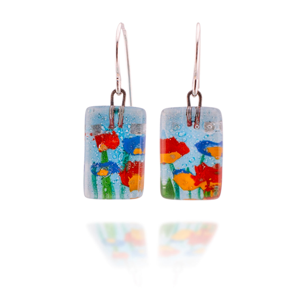 Stream Flowers Rectangle Earrings