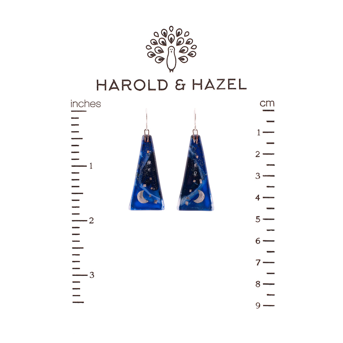 Blue Moon Triangle Earrings