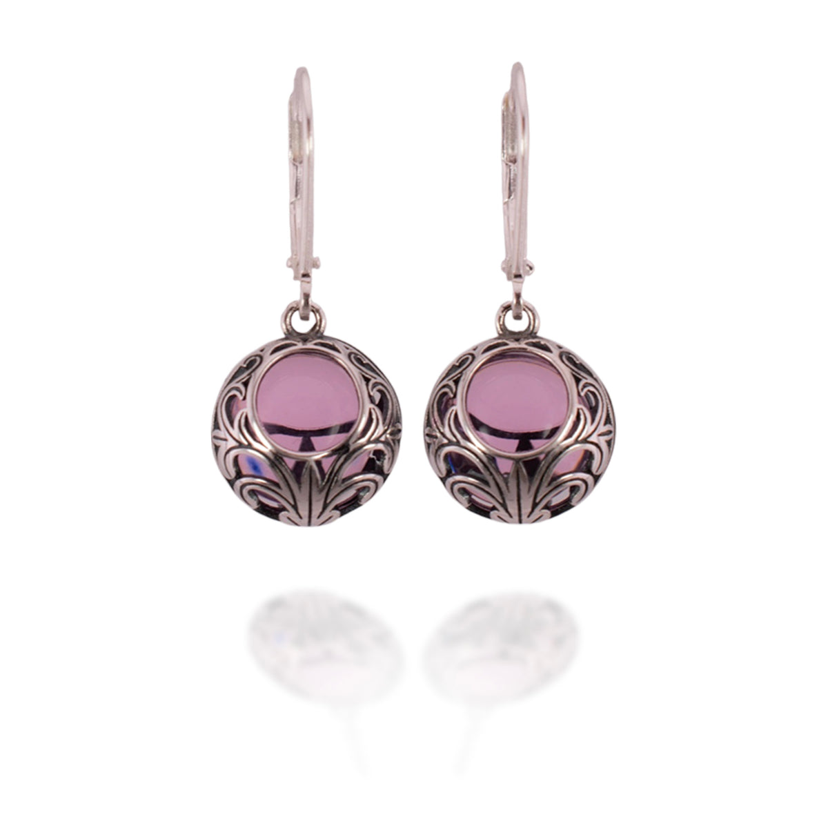 Lace Drop Earrings (Pink Depression Glass) ♻️