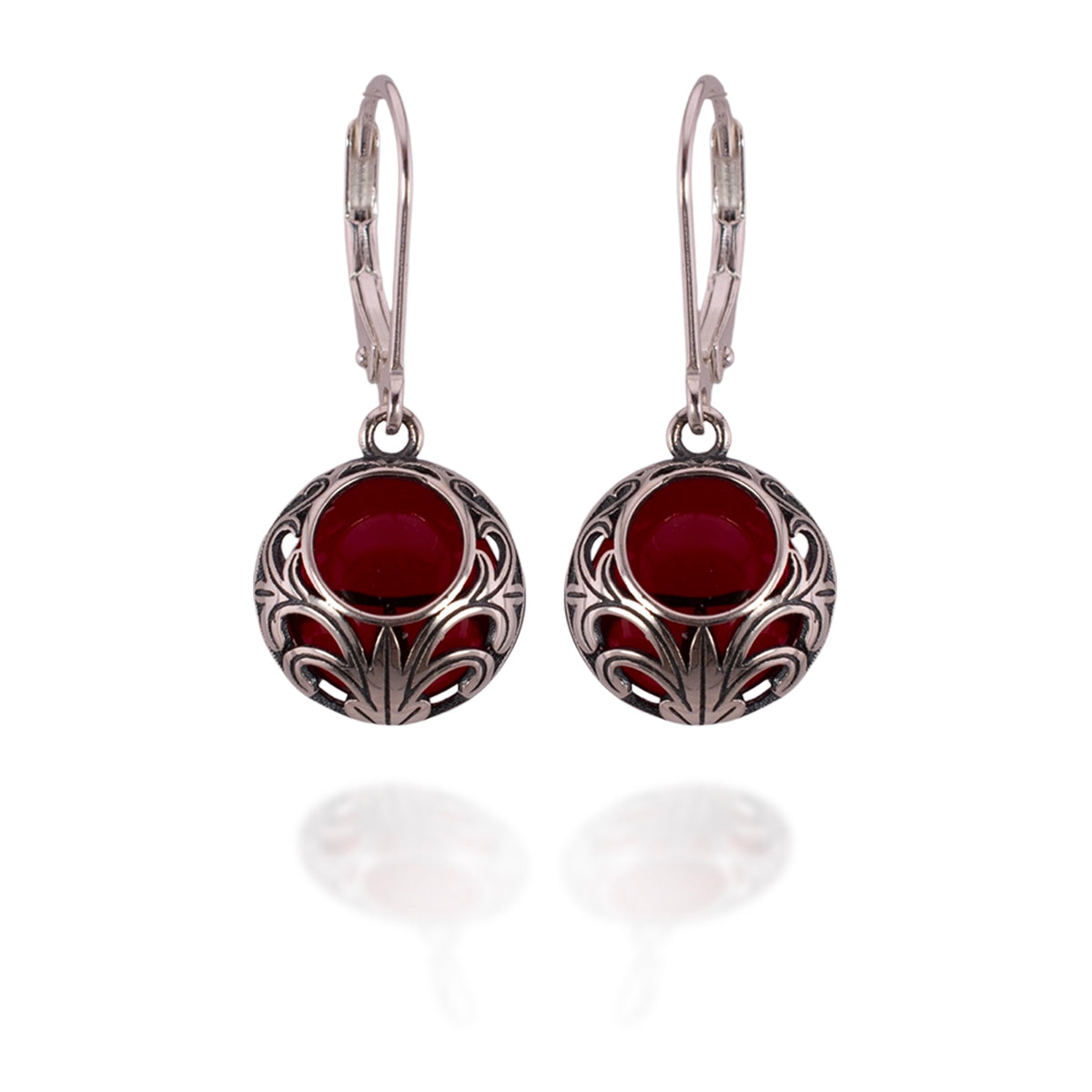 Lace Drop Earrings (Ruby) ♻️