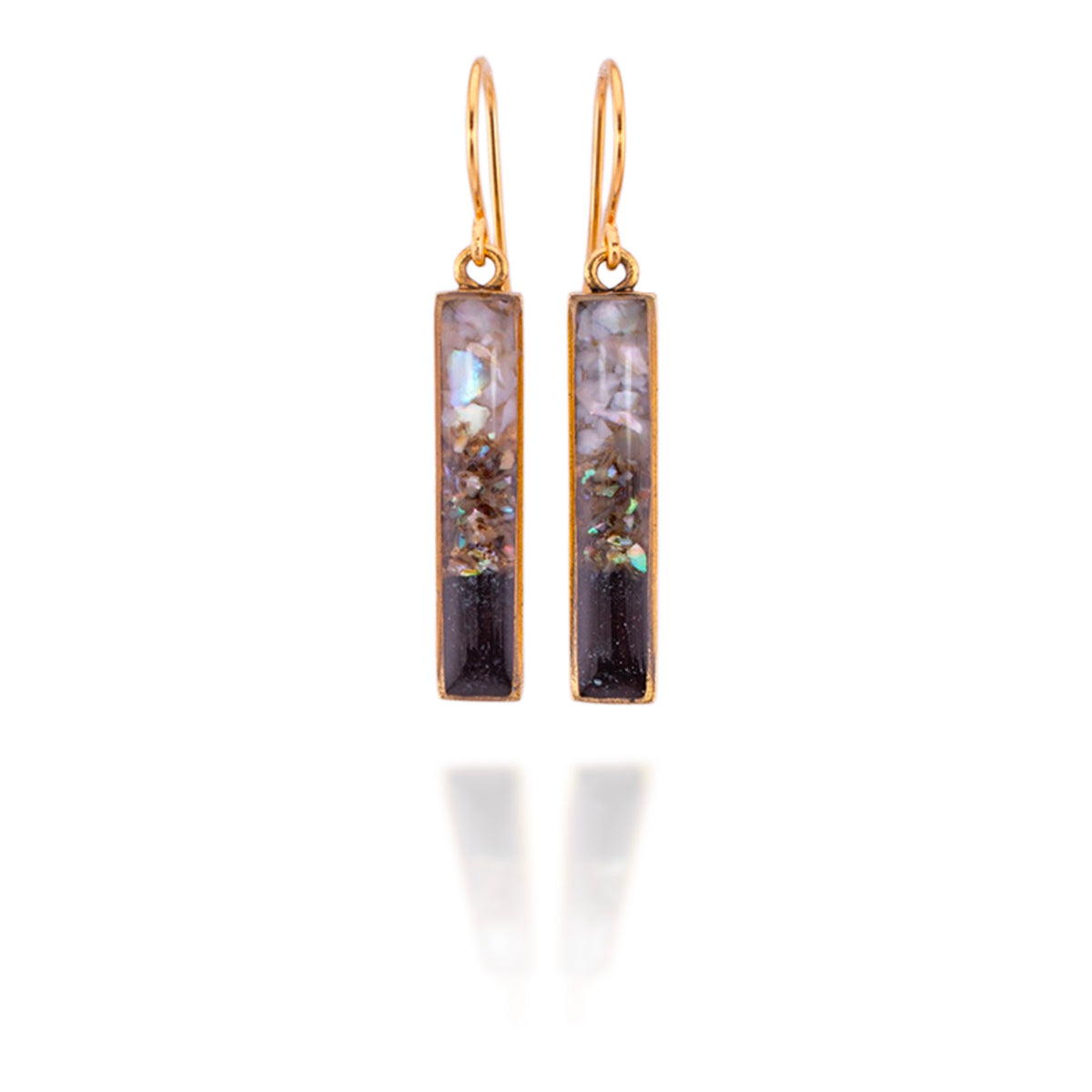 Colorblock Gradient Gemstone Earrings (Black Neutral)