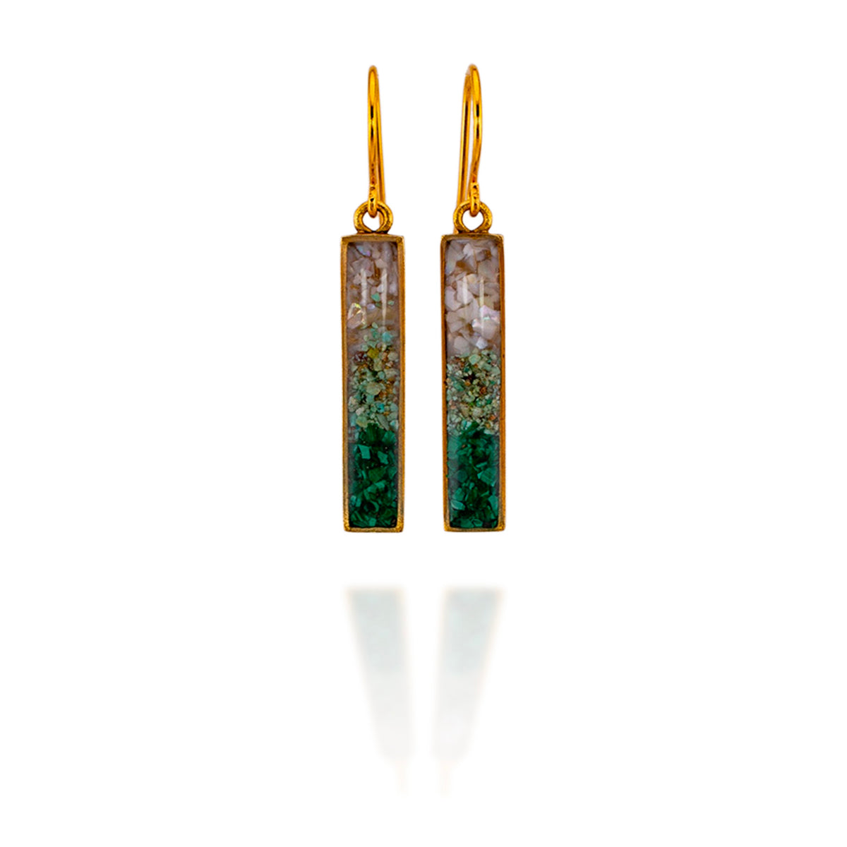 Colorblock Gradient Gemstone Earrings (Greens)
