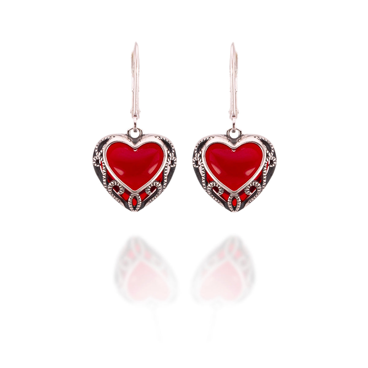 Homespun Hearts Earrings (Ruby) ♻️