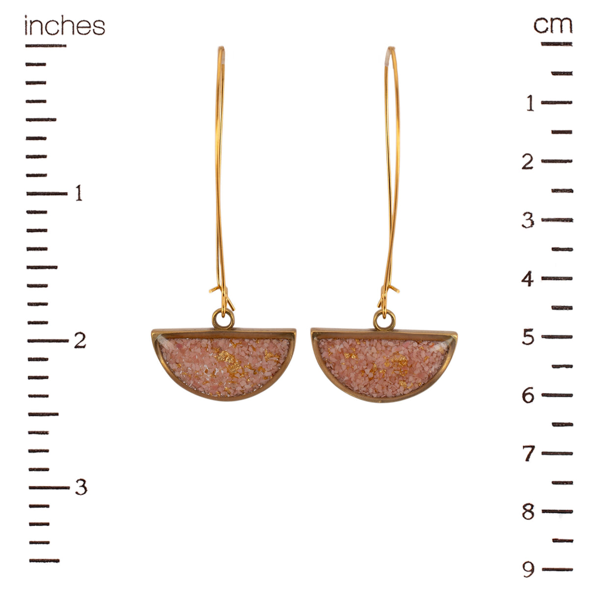 Eclipse Earrings (Pink Opal + Gold Leaf)