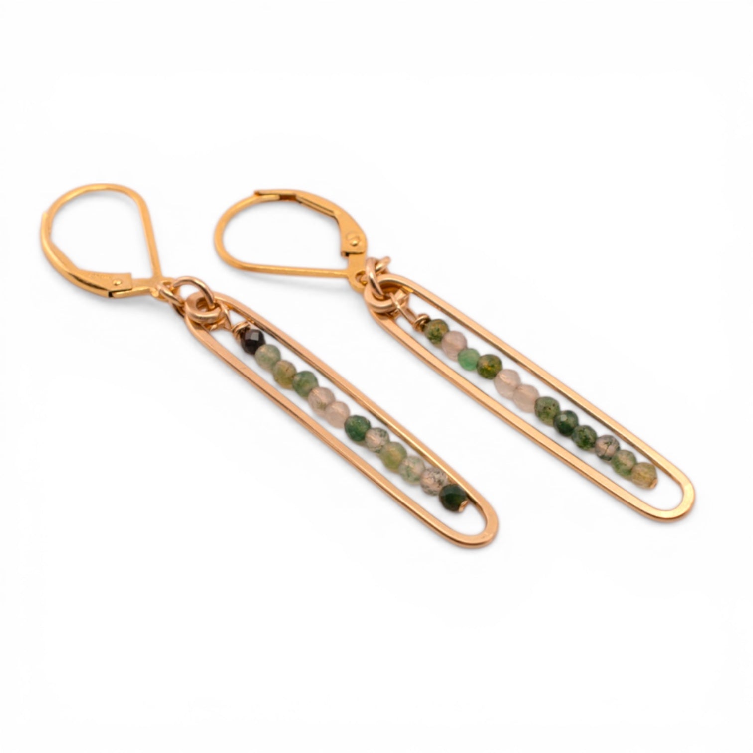 Lyric Earrings (Green Agate)