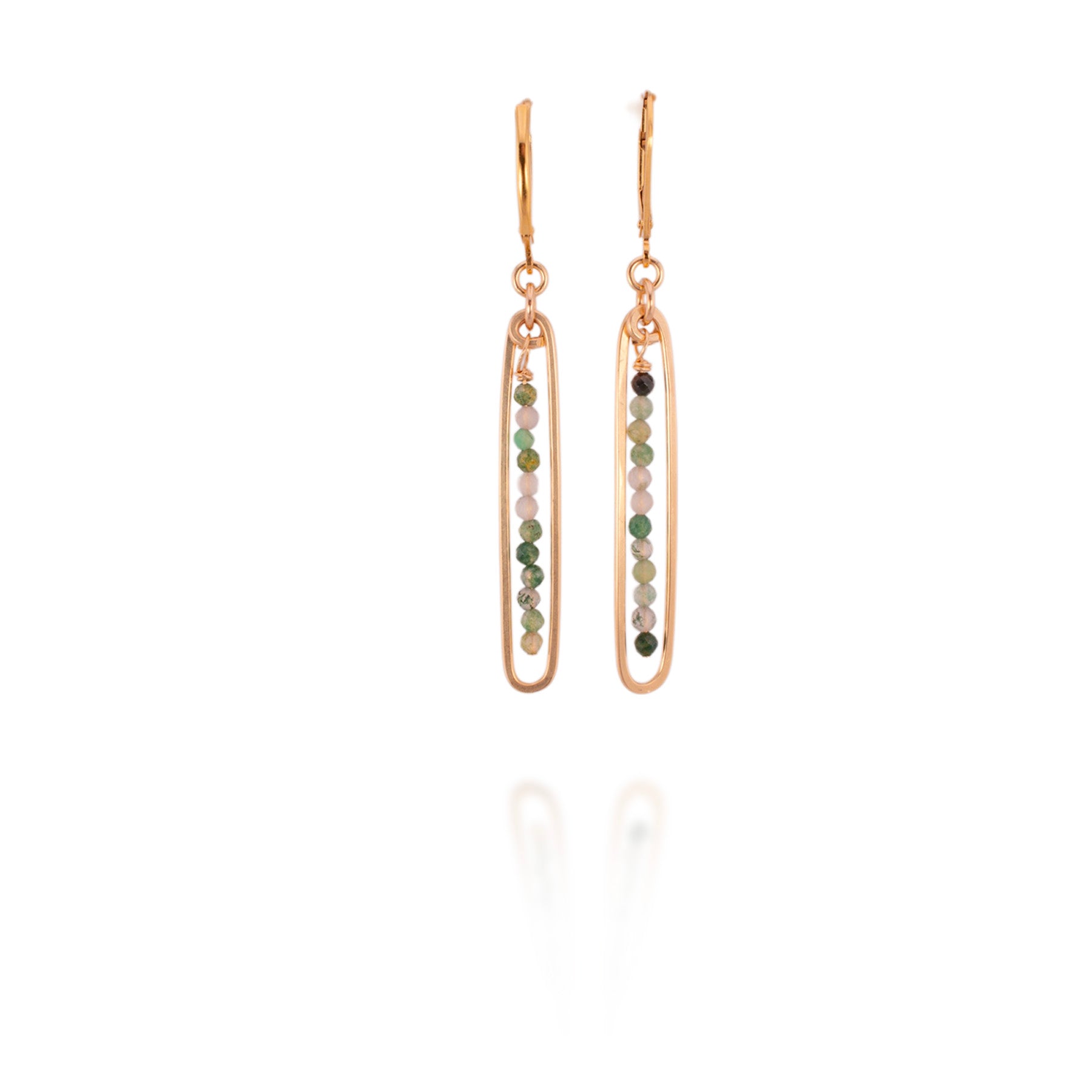 Lyric Earrings (Green Agate)