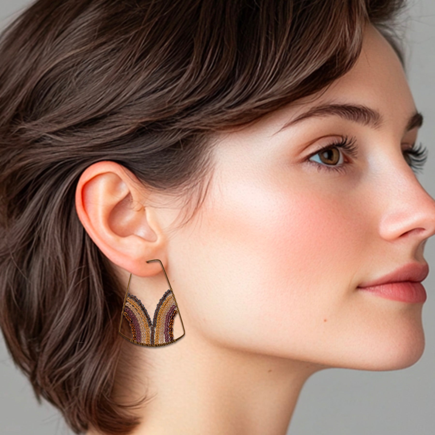 Sun Arc Earrings (Amethyst Neutral)