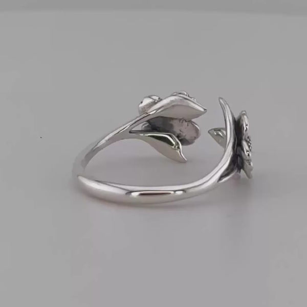 Double Flower Adjustable Ring